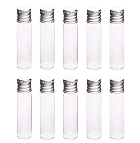 10Pcs Glass Sealed Bottle with Screw Aluminum Cap Clear Tiny Empty Sample Vials Glass Jars Containers Cute Wishes Bottle (20ml)