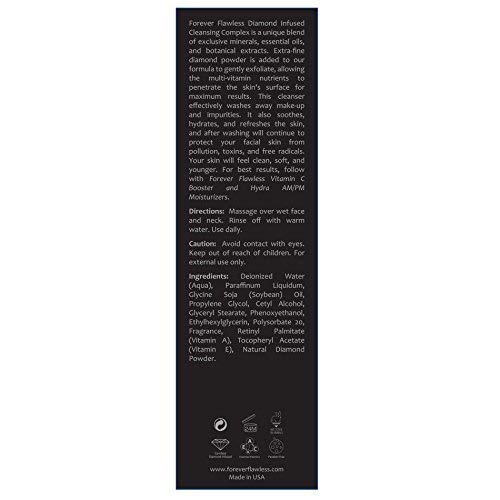 Forever Flawless Diamond Infused Facial Cleanser - Anti-Aging, Hydrating Face Wash with Vitamins A & E and Antioxidants - Gentle Daily Cleanser