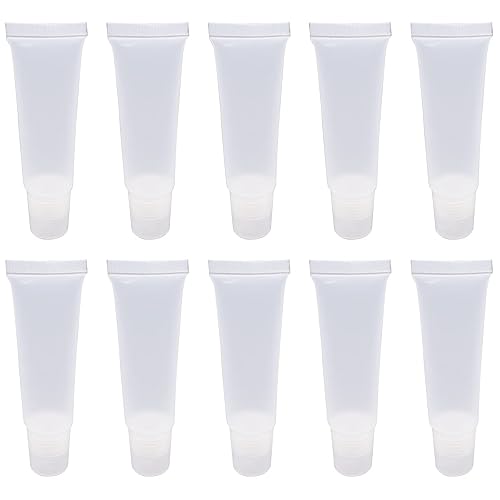 Ewanda store 50PCS 10ml Empty Lip Gloss Balm Tubes Lip Gloss Containers Cute Lipgloss Supplies Squeeze Tubes with Bevel Stoppers