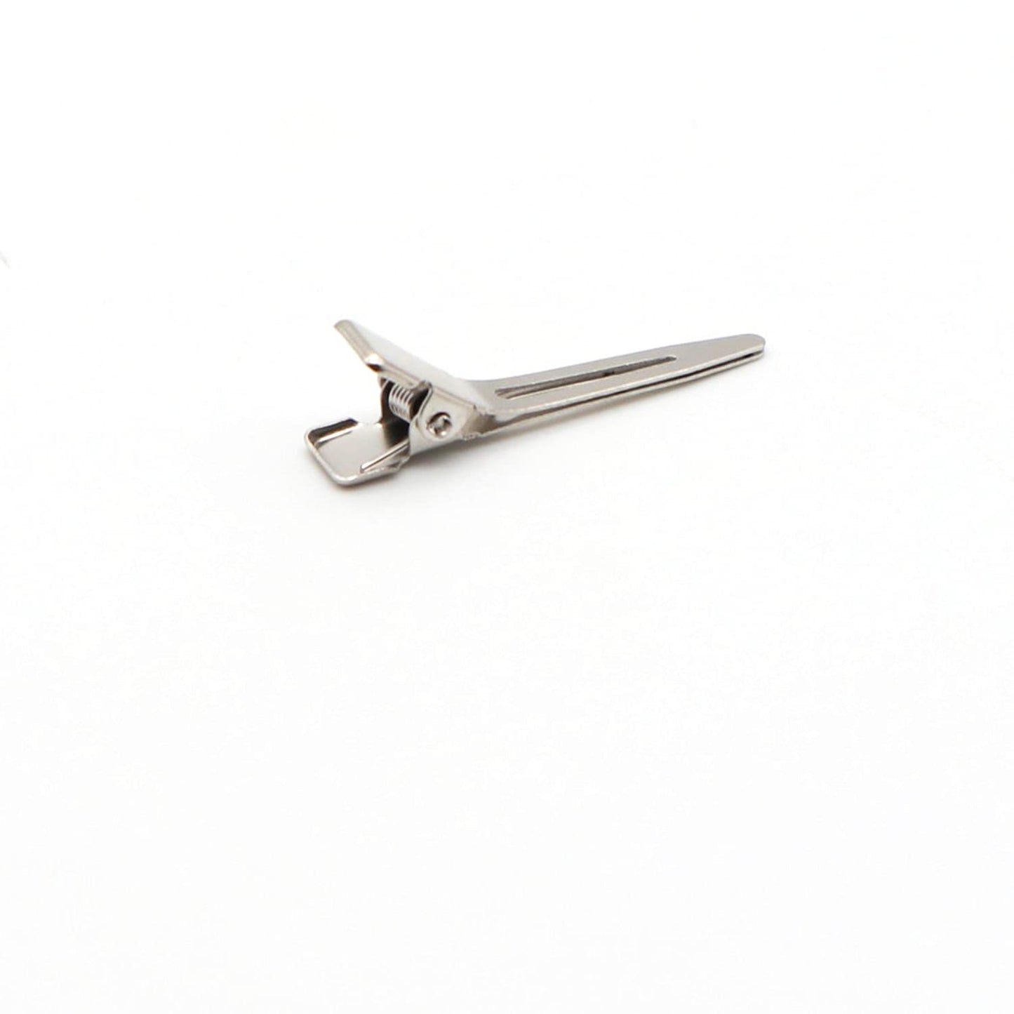 100pcs 4.5cm Single Prong Curl Clips - Silver Metal Alligator Hair Pins for Hair Extension
