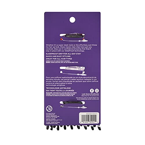 Goody Classics Claw Hair Clip, Medspiral, 3 Count (Pack of 3),(Colors may vary)