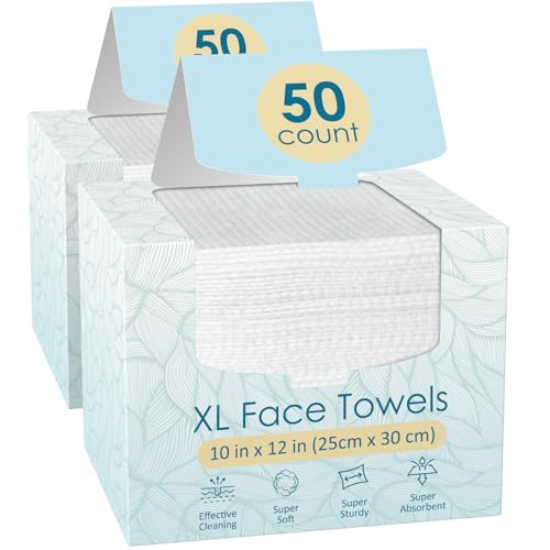 Fygrip 2 Pack of 50 count XL Disposable Face Towels 10” x 12”, 100% Viscose Fibre, Soft & Skin Friendly Face Towelettes Disposable, Facial Tissue Beauty and Personal Care FYGRIP Default Title