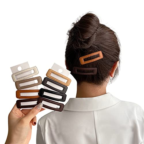 2.95" Leather Snap Clips Metal BB Clips Hair Barrettes Hair Pins Hair Slide Stylish for Women Girl,2 Pack (Black)