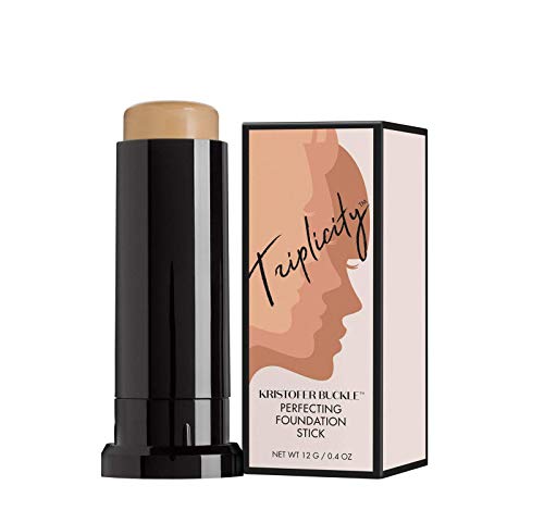KRISTOFER BUCKLE Triplicity® Perfecting Foundation Stick, 0.4 oz. | Primes Skin, Provides Buildable Coverage & Has A Soft-Focus Effect | Tan