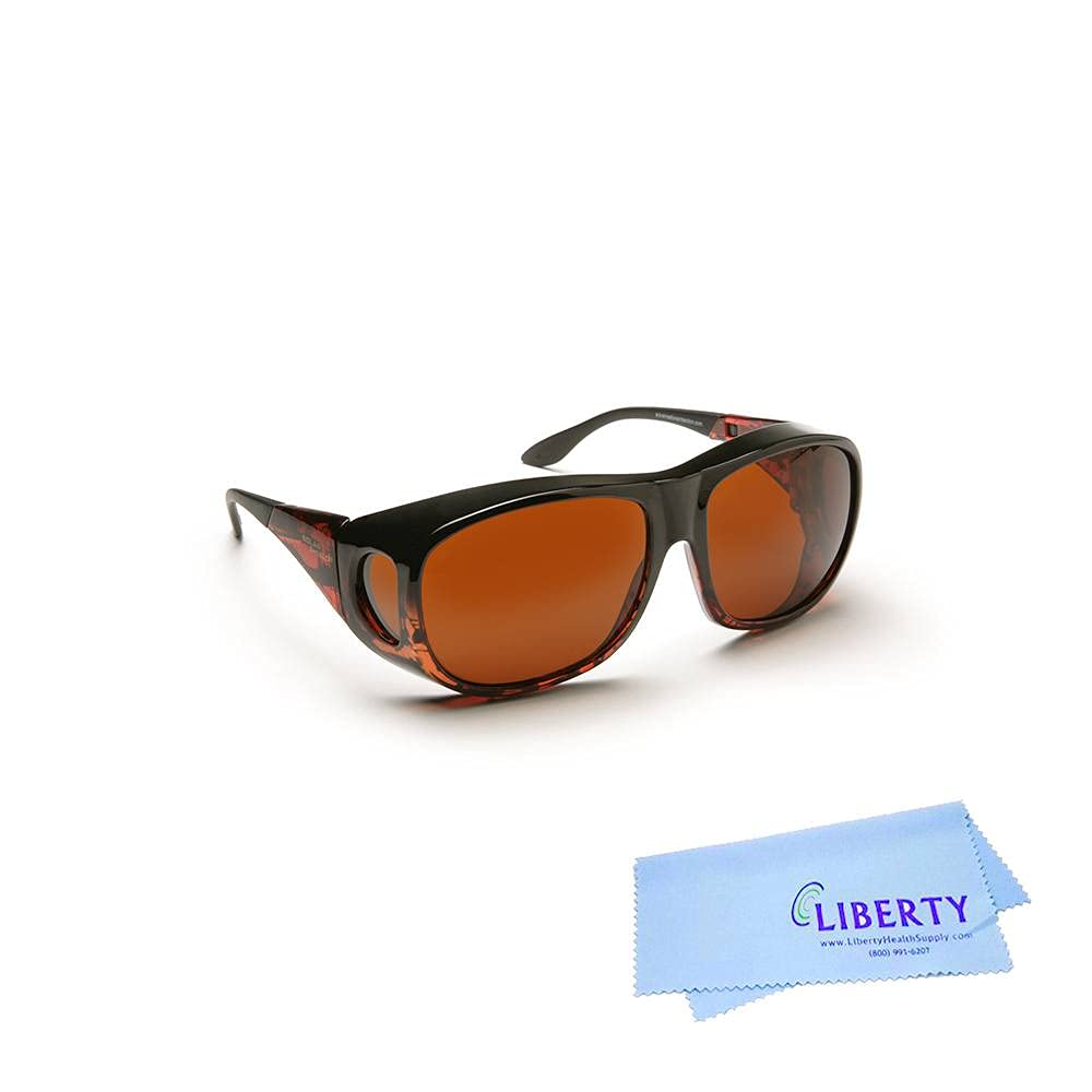 Eschenbach Optik Solar Shield - Polycarbonate, Filtered UV Protection Sunglasses for Men and Women -Small, Amber