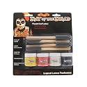 Day of the Dead Liquid Latex Kit- Four 1 fl oz (Yellow • Red • White • Black) + 4 Precision Brushes - Festivals, Parties, Cosplay