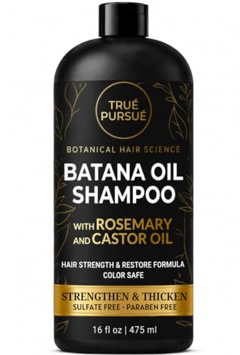 Batana Oil Shampoo for Hair Growth & Strength - Rosemary & Castor Oil Sulfate-Free Shampoo for Thinning, Dry, & Damaged Hair for Men and Women