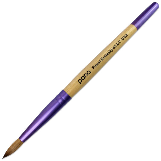 Pana Acrylic Nail Brush Pure Kolinsky Hair Beige Purple Wood Handle with Purple Ferrule Round Shaped Style (Size # 6) Beauty & Personal Care PANA