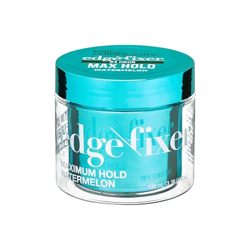 KISS COLORS & CARE Maximum Hold Edge Fixer, Non-Greasy Gel Formula Infused With Biotin B7, 24 Hour Hold, ‘Watermelon’ Scented, 3.38 Fl. Oz. (100 ml)