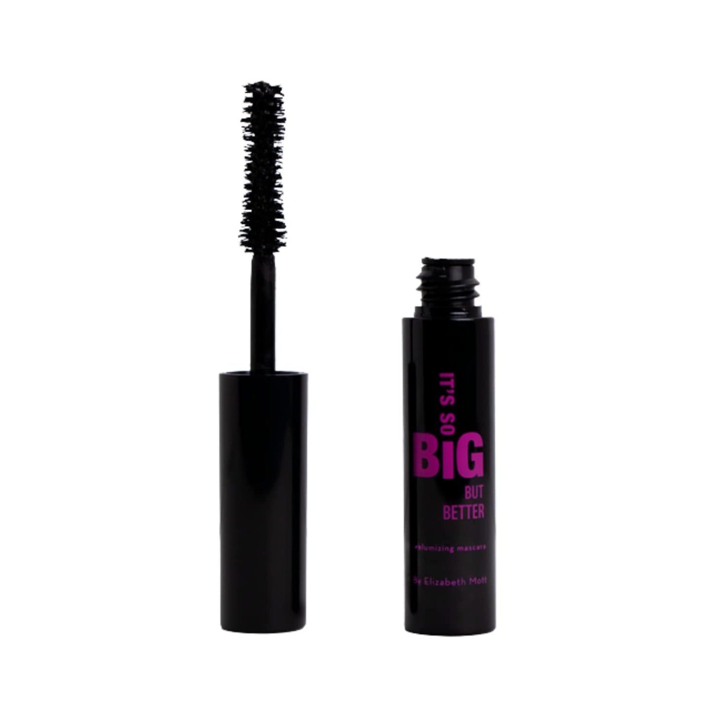 Elizabeth Mott Black Volumizing Mascara Set - Smudge-Proof, Water-Resistant, Lengthening Fiber Formula with Hourglass Wand - Cruelty-Free, Safe