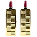 Stephanie Imports Set of 2 Rectangular Vintage Lipstick Cases With Glass Mirror (Gold Checker)