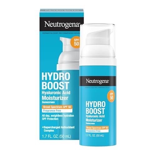 Neutrogena Hydro Boost Hyaluronic Acid Face Moisturizer with Broad Spectrum SPF 50 Sunscreen, Non-Greasy, Fragrance Free Daytime Facial Moisturizer