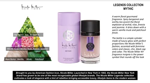 Nicole Miller NY Legends – Mythic – Eau De Parfum Spray for Women – Warm, Spicy & Floral Woman’s Fragrance – Earthy & Feminine Long Lasting