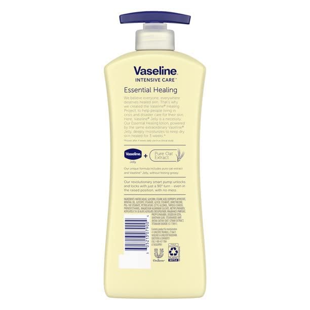 Vaseline Intensive Care Essential Healing Body Lotion, 20.3 Oz, Pump Bottle