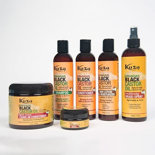 Kuza Jamaican Black Castor Oil Anti-Breakage Edge Gel - Infused with Coconut Oil - for Dry, Fragile Hair, 2 oz