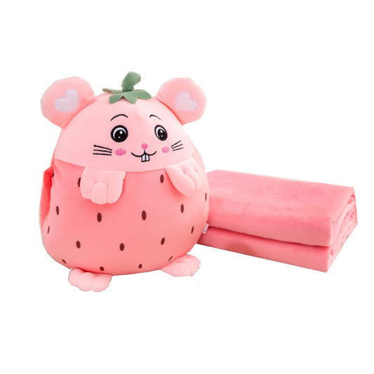 YUDONG Kids Stuffed Animal Travel Blanket and Pillow Set, Adorable 3 in 1 Multifunctional Fruit Plush Pillow with Hand Warmer Design, Perfect for…