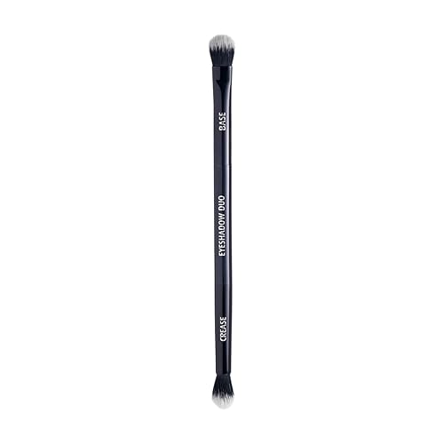 Lune+Aster Eyeshadow Duo Brush | Dual-Ended Brush To Apply And Blend Eyeshadow. Made with Alumium Handle, Vegan Bristles.