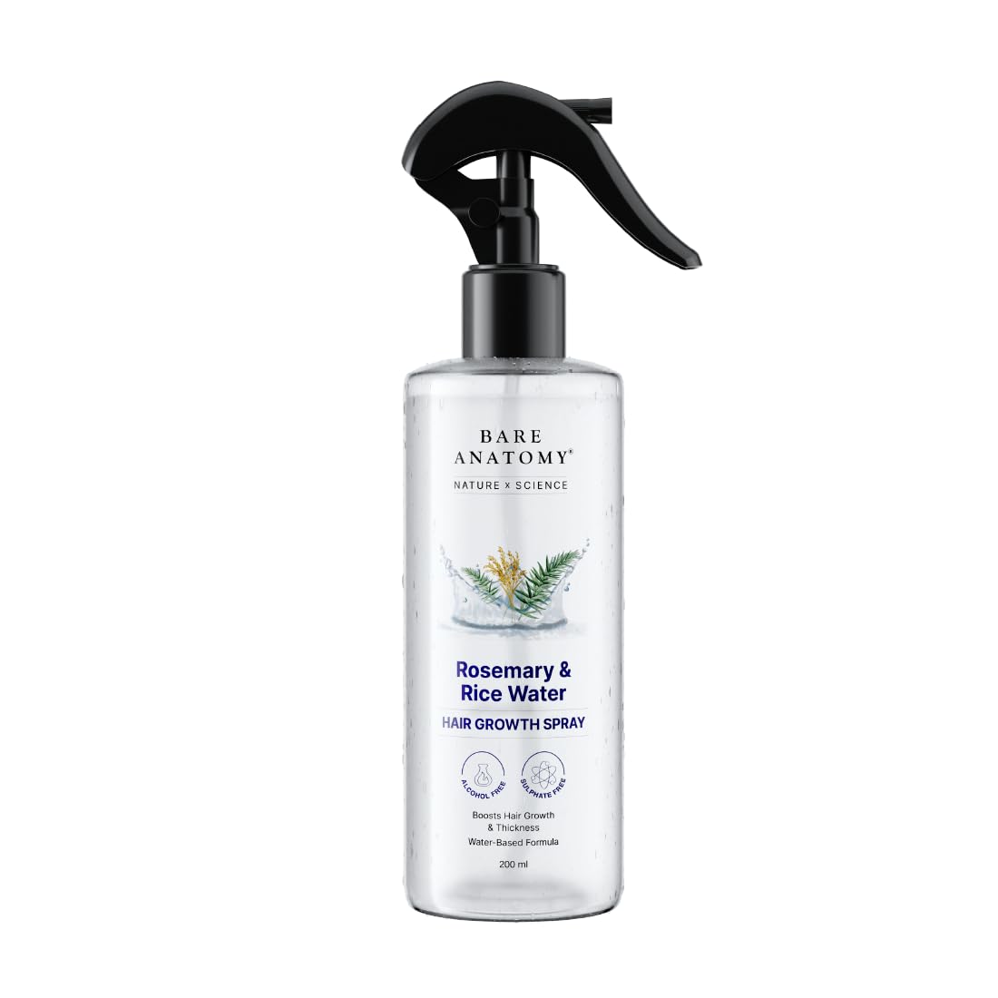 Bare Anatomy Nature x Science Rosemary Water Spray for Hair Growth & Hair Thickness with Rice Water |100% Natural Extract | Soft & Smooth Hair| Beauty and Personal Care Bare Anatomy Default Title