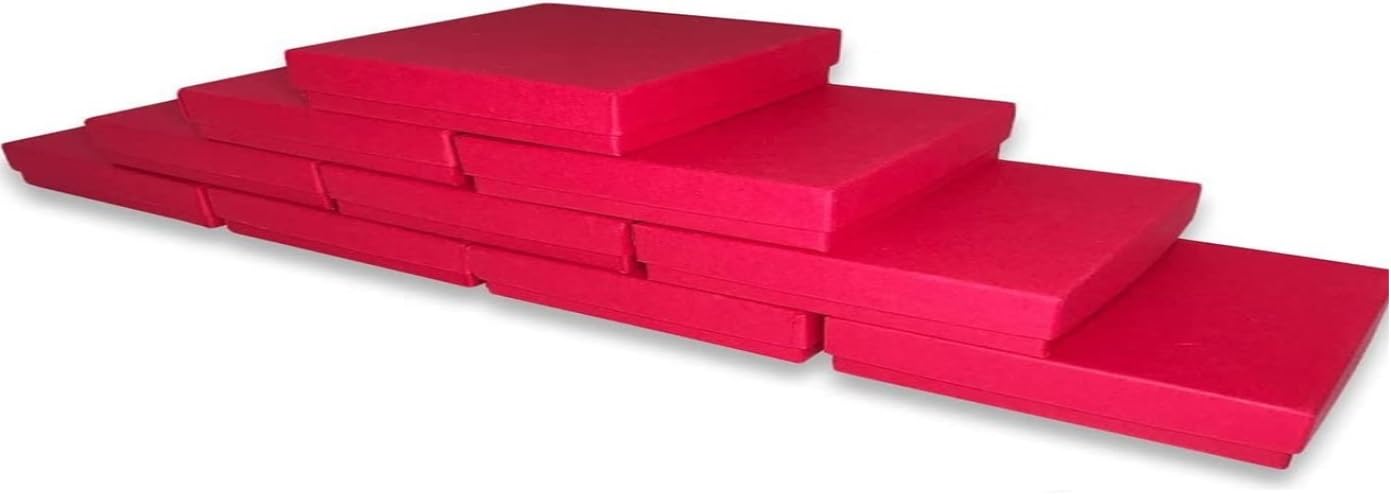 10 Pack Matte Red Color Paper Cotton Filled Jewelry Necklace Bracelets Watch gifts and Retail Boxes for Wedding, Anniversary, Engagement, Birthday…