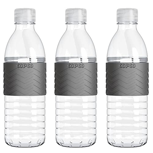 Copco Hydra 16.9 oz Tritan Water Bottle with Spill Resistant Lid & Non-Slip Sleeve, Set of 3 - BPA-Free, Dishwasher Safe, Fits Cup Holders, Great