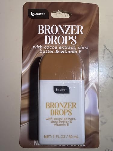 B.pure Bronzer Drops with Cocoa Extract, Shea Butter and Vitamin E, Liquid Formula, Face Contour, Face Blush 1 Fl Oz Pack of 2