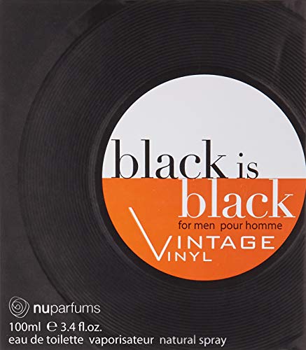 Nu Parfums Black Is Black Vintage Vinyl Eau de Toilette Spray for Men, 3.4 Ounce