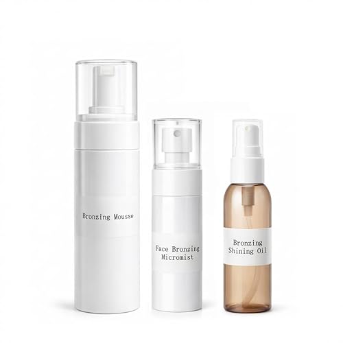 TAZTIR Antique Bronze Mousse Face Bronzer Micro-Mist Spray with Bronzer Shining Oil Set, Mousse/Spray/Oil Trio Set, Natural Bronzer, Moisturizing