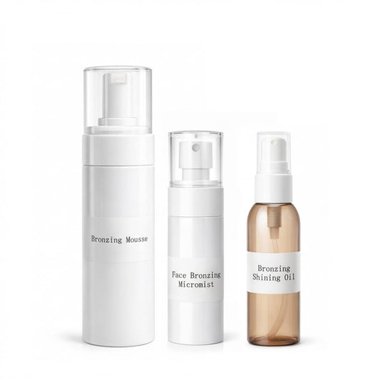 TAZTIR Antique Bronze Mousse Face Bronzer Micro-Mist Spray with Bronzer Shining Oil Set, Mousse/Spray/Oil Trio Set, Natural Bronzer, Moisturizing