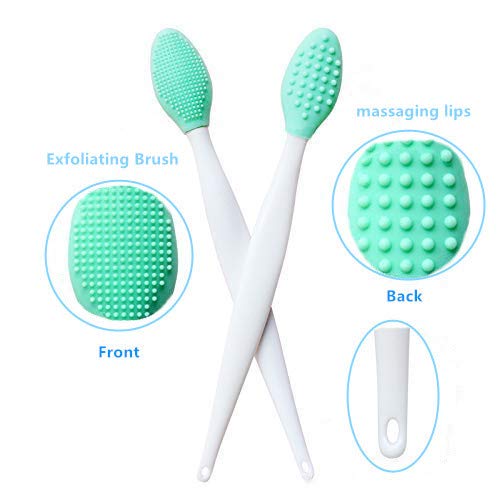 3 Pcs Lip Scrub Brush,Lip Scrubber Exfoliator,Double-Sided Silicone Lip Brush Tool for Men Women Lip Lightening, Lip Exfoliator Scrubber Tool for Dark
