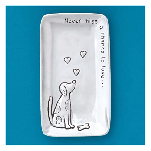 Basic Spirit Small Pewter Jewelry Tray - Dog and Heart - Home Decorative Bowl Christmas Gift, Jewelry Display, Ring Holder Storage Display Organizer…