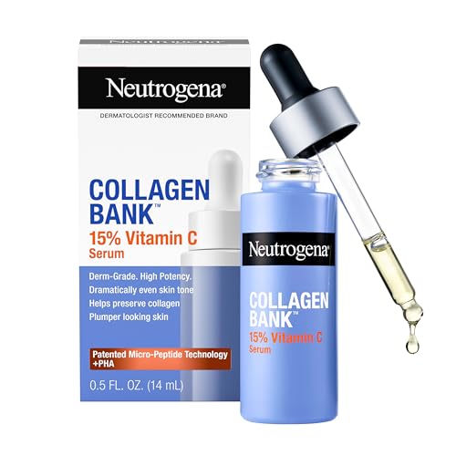 Neutrogena Collagen Bank 15% Vitamin C Face Serum, Vitamin C Serum for Face Helps Build Collagen for Glowing, Plumper Looking Skin, Uneven Skin Tone