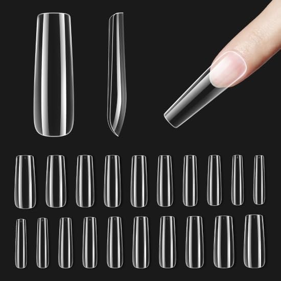 Beetles Gel Nail Tips, 500Pcs Pre-shaped Long Square Gelly Clear Press on Nail Tips Full Cover Acrylic False Nails Extensions Soak Off for Art Women Beauty and Personal Care beetles Gel Polish Default Title