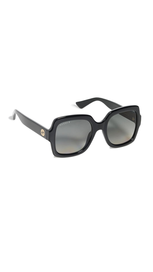 Gucci Women's Oversized Square Sunglasses, Black/Black/Grey, 54/22/140