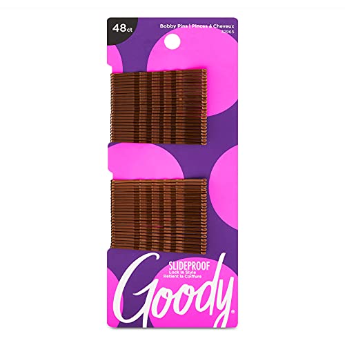 Goody SlideProof Bobby Pins, 48 Ct, Brunette Brown, High Gloss Bobby Hair Pins for Styling, Lock In Style, Comfortable, Pain-Free Styling Accessories Beauty and Personal Care GOODY Default Title