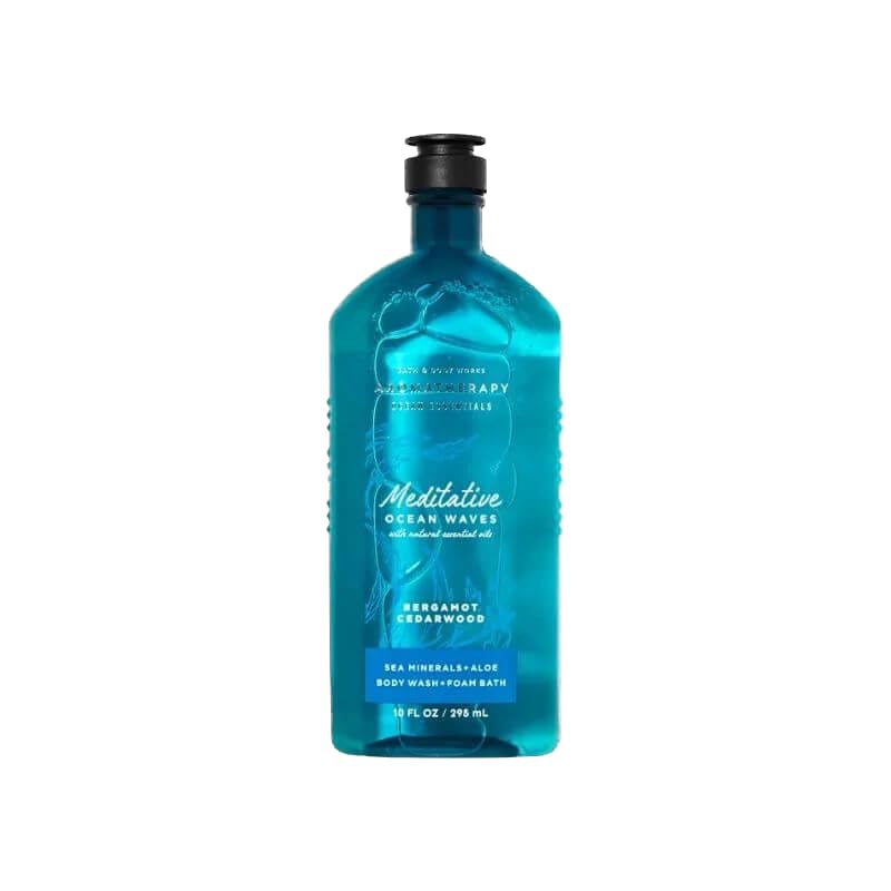 Bath & Body Works Meditative Ocean Waves Bergamot Cedarwood Body Wash and Foam Bath, 10 Ounces, Aromatherapy Ocean Essentials Collection