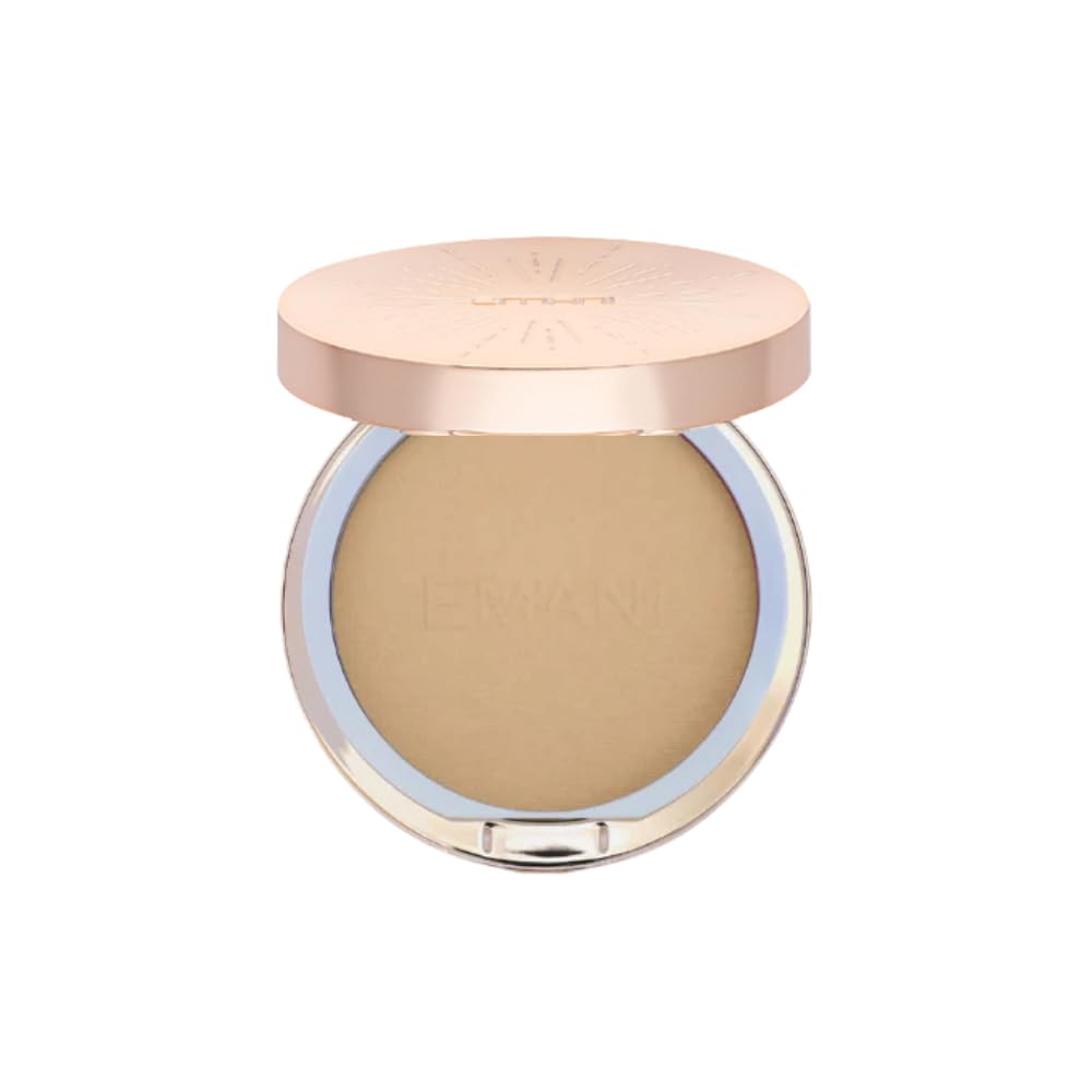 Emani Flawless Matte Powder Foundation - Mineral Compact Makeup for Sensitive Skin, Buildable Coverage, Shine Control, Long-Lasting Finish Up
