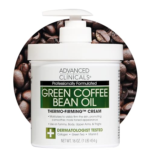 Advanced Clinicals Green Coffee Bean Thermo - Firming Body Lotion | Caffeine Infused Collagen Cream Moisturizer & Body Cream For Women, Stomach, Legs