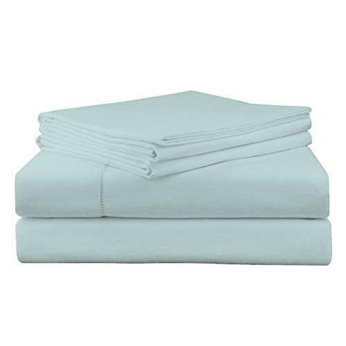 Pointehaven 200 GSM 100% Cotton Flannel Sheet Set, Queen, Lagoon - Warm & Cozy - Pre-Shrunk -Deep Pockets - Elastic All Around-Comfy Double Brushed