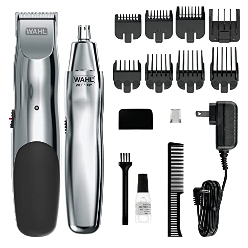 Wahl Groomsman Rechargeable Beard Trimmer kit for Mustaches, Nose Hair, and Light Detailing and Grooming with Bonus Wet/Dry Battery Nose Trimmer Beauty and Personal Care Wahl Default Title
