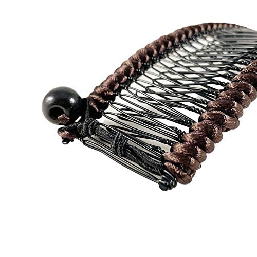 Hairzing Clip | Stretchy Banana Clips for Women - Snug & Comfortable Hair Holder for Thick, Thin and Curly Styles - All Day Hold (Medium, Brown)