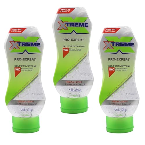 Xtreme Pro-Expert Clear Styling Hair Gel, 17.63 Oz, Pack of 3