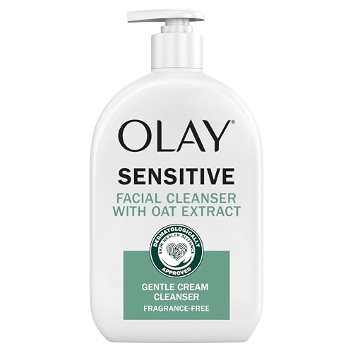 Olay Sensitive Facial Cleanser with Oat Extract Gentle Cream Cleanser, 16 fl oz