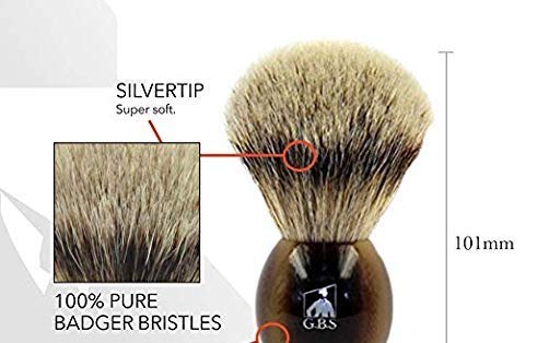 G.B.S Badger Shaving Brush with Faux Horn Handle, Free Stand, Large Silvertip Beauty and Personal Care G.B.S
