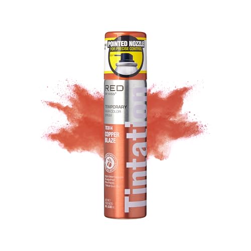 Red by Kiss Tintation Temporary Hair Color Spray 2.82oz, Quick-Dry & Smudge-Proof, Vivid Color Washable Hair Dye, Styling Spray Cosplay Halloween
