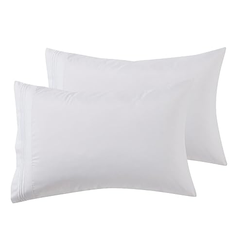 Nestl White King Pillow Cases 20x40 Inches, Soft Microfiber, Envelope Closure, King Size Set of 2