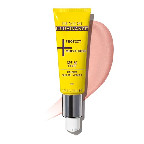 Revlon Illuminance Moisturizing Primer with SPF 30, Face Makeup Primer with Sunscreen, Squalane & Vitamin E, No White Cast, Transparent Finish, 003