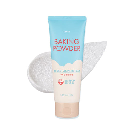 ETUDE Baking Powder B.B Deep Cleansing Foam, 2 in 1 Rice Bran + Baking Powder, Creamy Bubble + Scrub Exfoliate Skin, Fash Wash, Deep Cleanser