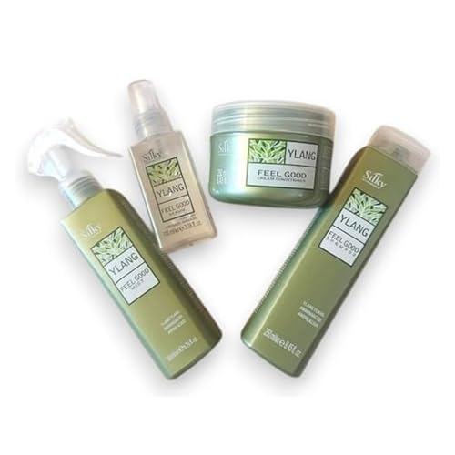 Silky Ylang Feel Good Hair Care Set - 4-In-1 Set with Oil Control Shampoo, Conditioner, Leave-In Spray & Hair Mist - Enjoy A Spa-Like Cleanse Every