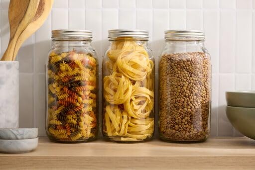 Ball - 64oz Wide Mouth Jars with Lids & Bands 6 Pack Jars | Half Gallon Large Glass Mason Jar for Food Storage with airtight Lid, 0.5 Gallon Glass…