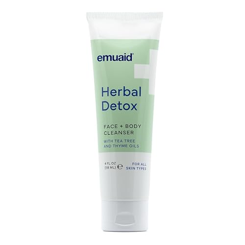 emuaid® Herbal Detox™ Face + Body Cleanser, Lightweight Botanical Foaming Gel with Tea Tree Oil + Thyme Oil, Gentle Skin Cleanser & Facial Wash